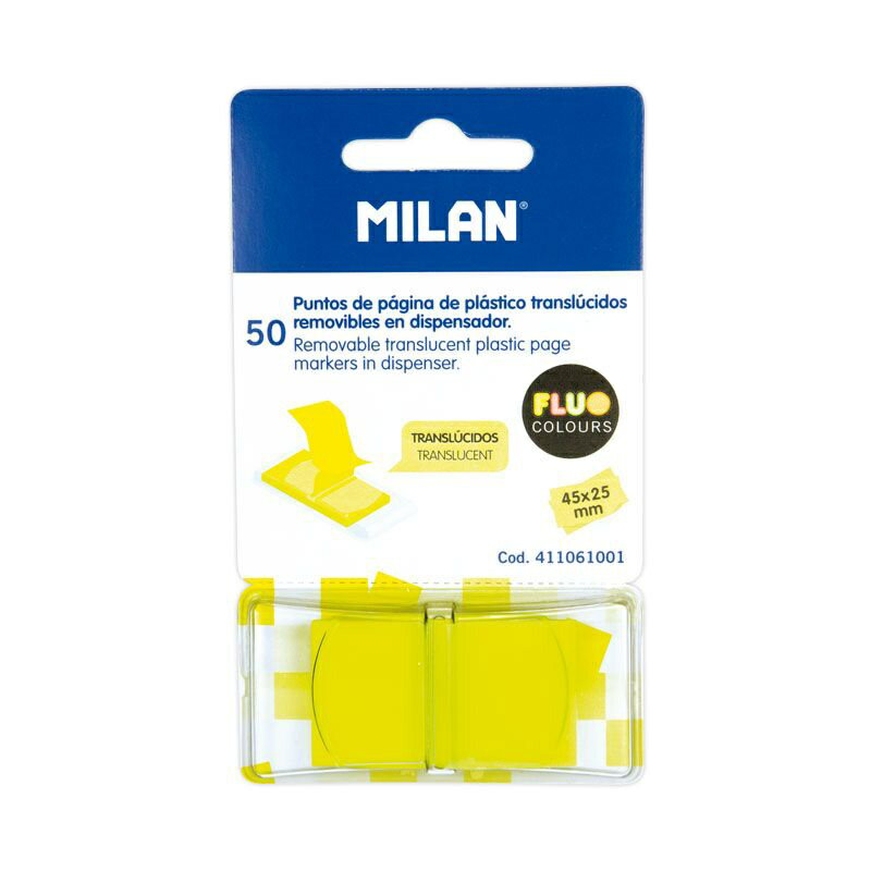 MILAN抽取式標籤貼 螢光黃 45*25mm 50張