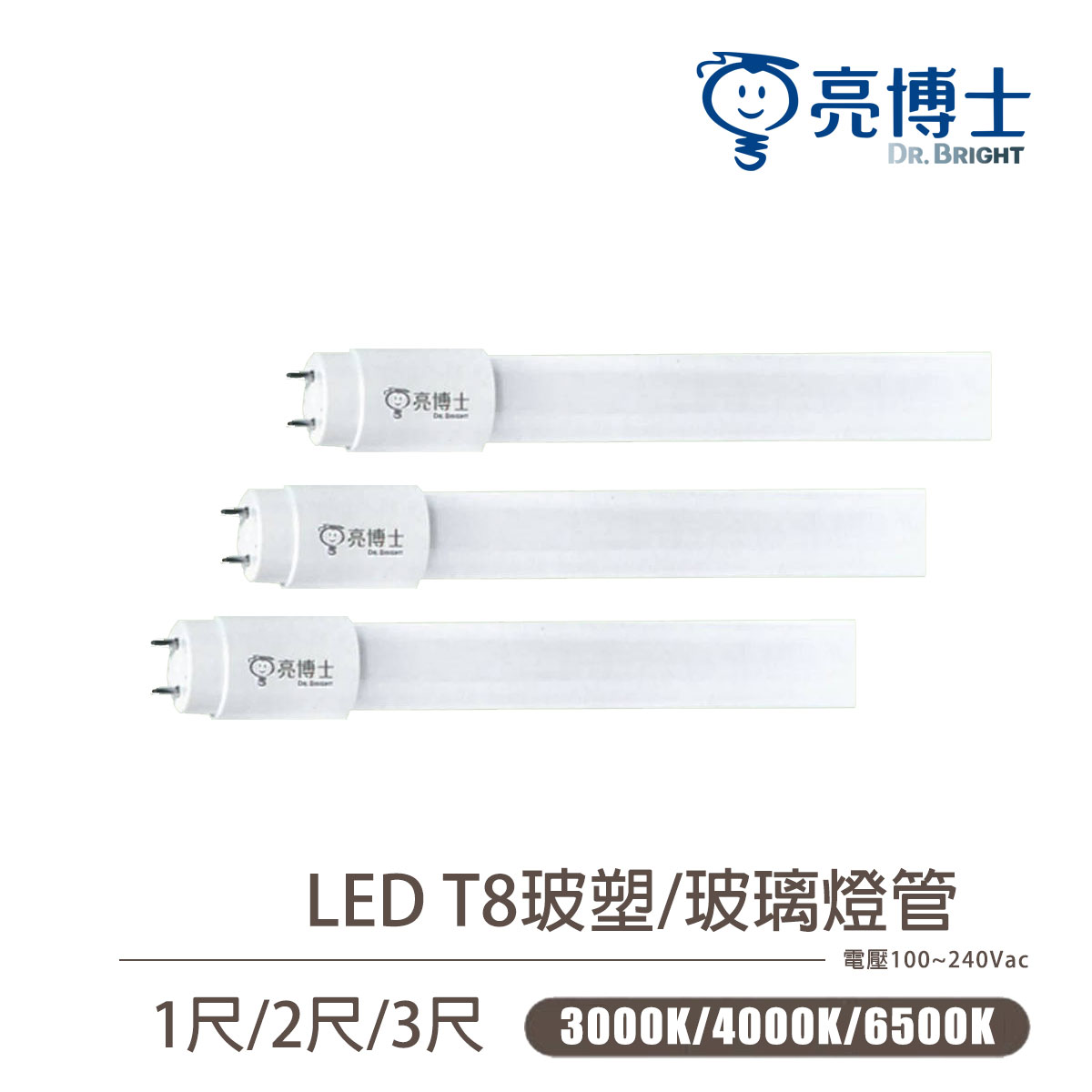 〖亮博士〗LED T8 燈管 1尺 2尺 4尺 CNS認證 日光燈管 玻璃燈管 〖永光照明〗DR-REC-LED-T8%