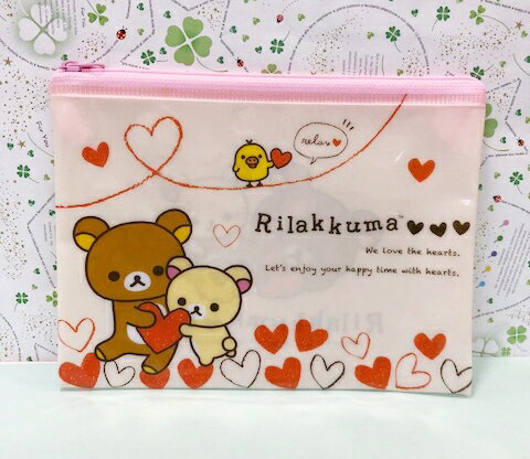 【震撼精品百貨】Rilakkuma San-X 拉拉熊懶懶熊 拉拉熊單層拉鍊收納包-愛心#19340 震撼日式精品百貨