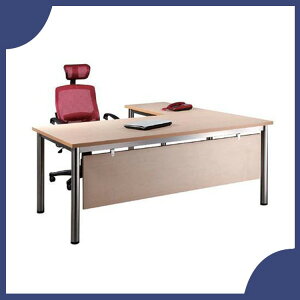 【屬過大商品，運費請先詢問】辦公家具 SKB-18090S+SKB-9050S 不銹鋼 強化茶色玻璃 主管桌 辦公桌 書桌 桌子