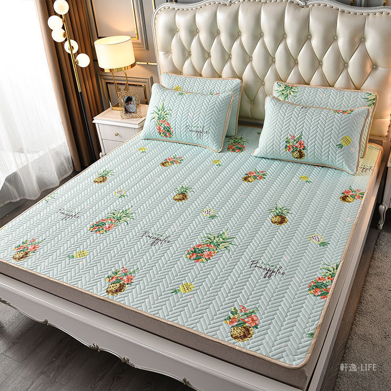 泰國乳胶凉席涼蓆 單人雙人加大涼席三件組 純色冰涼墊空調軟席 裸睡天絲席 舒適涼感 涼感絲寢具1 5