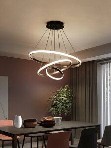 北歐餐廳燈led吊燈2021年新款創意三圓環餐桌燈藝術圓圈組合燈具