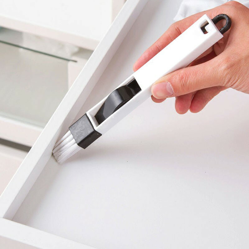 凹槽二合一清潔刷【C007】台灣出貨 居家  凹槽細縫清潔刷組 角落刷 二合一 窗槽縫隙刷 畚箕 鍵盤 除塵 門窗 2