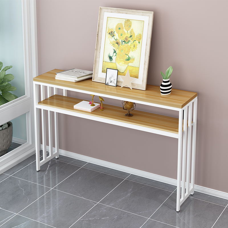 新款玄關桌條案現代陽桌靠墻長條窄桌供桌鐵藝植物實木小桌子
