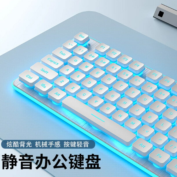靜音鍵盤機械手感有線臺式電腦筆電女生辦公打字滑鼠套裝