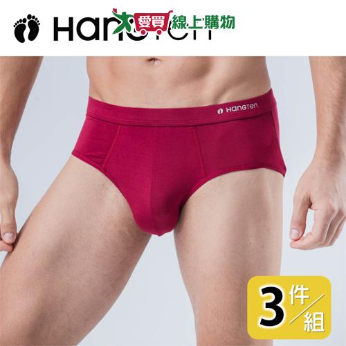 Hang Ten 經典彈力三角褲M~XXL (3件裝) 竹炭紗 抑菌抗臭 立體剪裁 內褲【愛買】