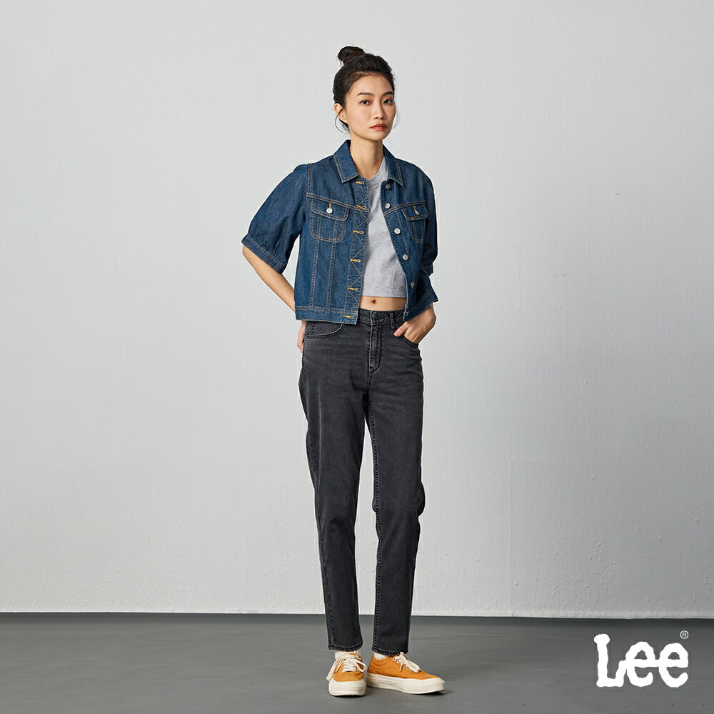 Lee 女款 413 黑色皮牌 高腰標準小直筒牛仔褲 Lites | Modern & Cooling