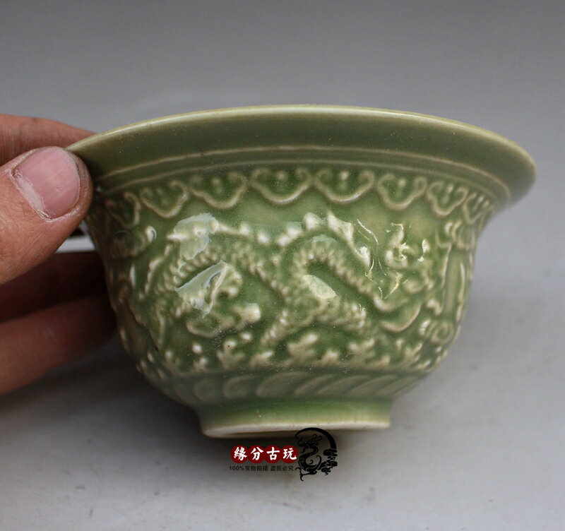 景德鎮陶瓷器仿古做舊青花瓷碗精雕龍碗 湯碗飯碗高腳碗古玩創意1入