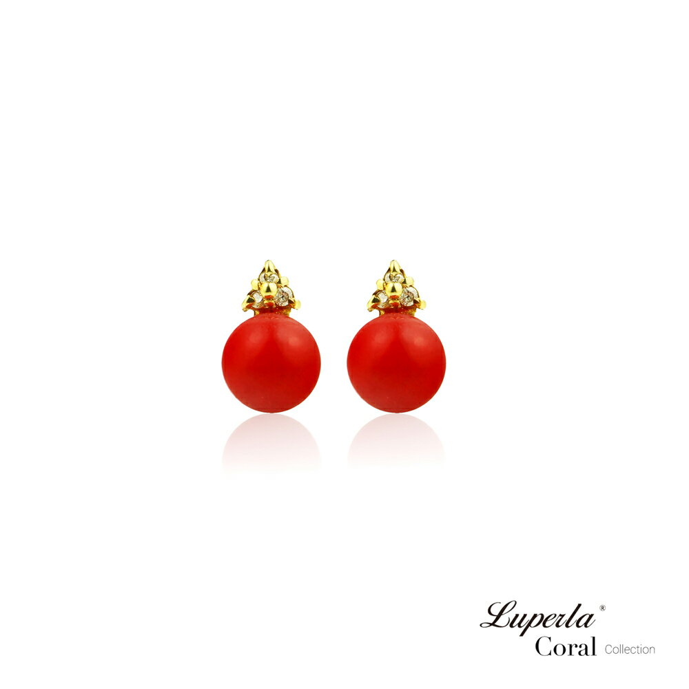 大東山珠寶 天然頂級阿卡紅珊瑚耳環 6-6.5MM 14K金真鑽 天然紅珊瑚 皇室專屬