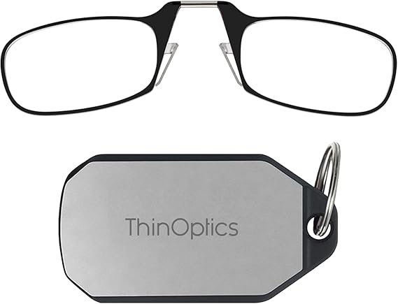 [3美國直購] 閱讀用眼鏡式攜帶型放大鏡 ThinOPTICS Keychain Reading Glasses, Black Frame, 1.00 Strength