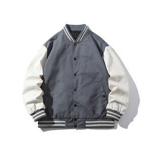 【巴黎精品】棒球外套休閒夾克-拼色條紋寬鬆立領男外套2色a1ck30