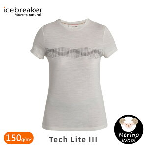 【Icebreaker 女 Tech Lite III圓領短袖上衣(尋幽探勝)150《象牙白》】0A56YI/排汗衣