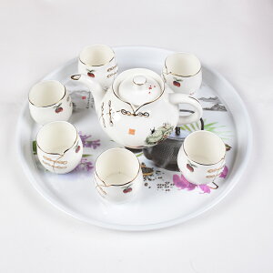 茶具北歐風格密胺茶盤杯盤塑料托盤圓形家用創意水果盤子客廳簡約