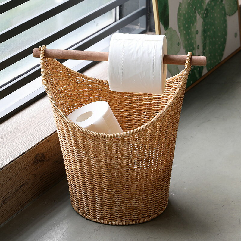 創意歐式紙巾收納桶北歐風零食筐仿藤編客廳雜物籃儲物筐