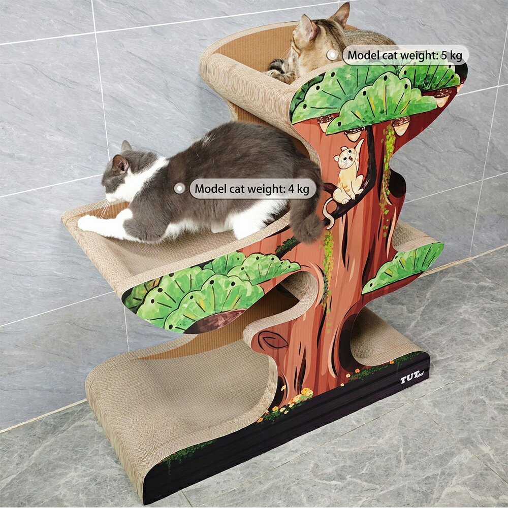 【台灣現貨】加高加大松樹貓抓板 一體式貓咪磨爪板 盆景大樹貓窩 多層豪華磨爪板貓咪床 5
