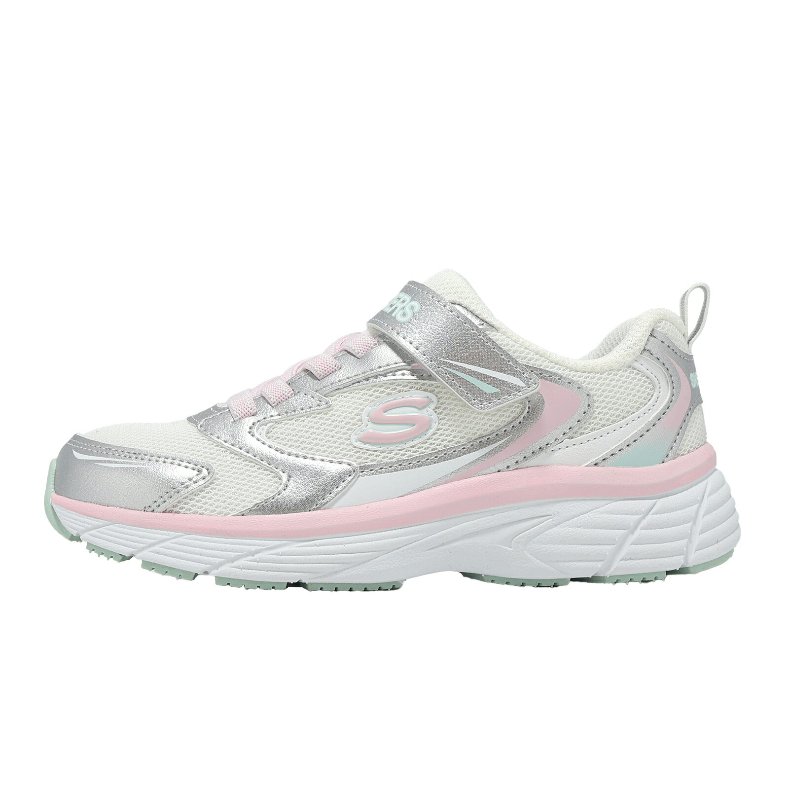 Skechers 休閒鞋 Vintage Tread 大童 女鞋 銀 粉紅 復古 緩衝 魔鬼氈 303698LOFWT