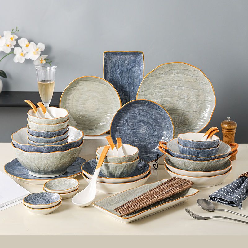 餐具 碗碟碗盤套裝家用日式北歐風格現代輕奢網紅新款組合喬遷送禮餐具-快速出貨