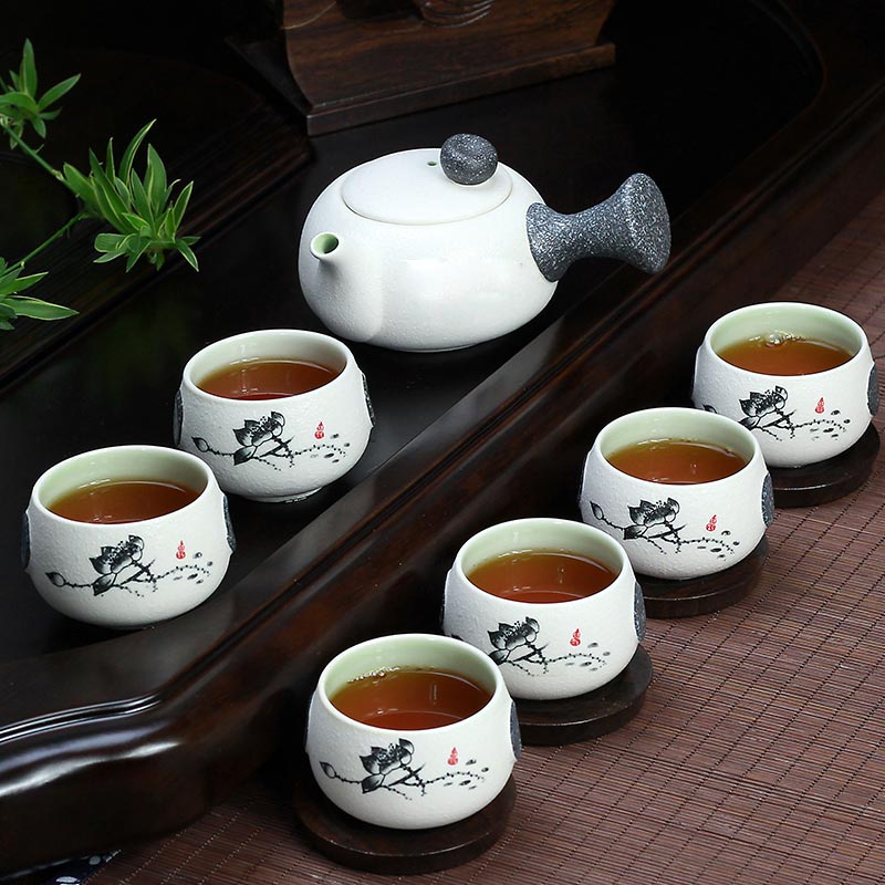 功夫茶具套裝家用陶瓷泡茶杯茶壺日式蓋碗茶藝客廳茶道德化辦公室