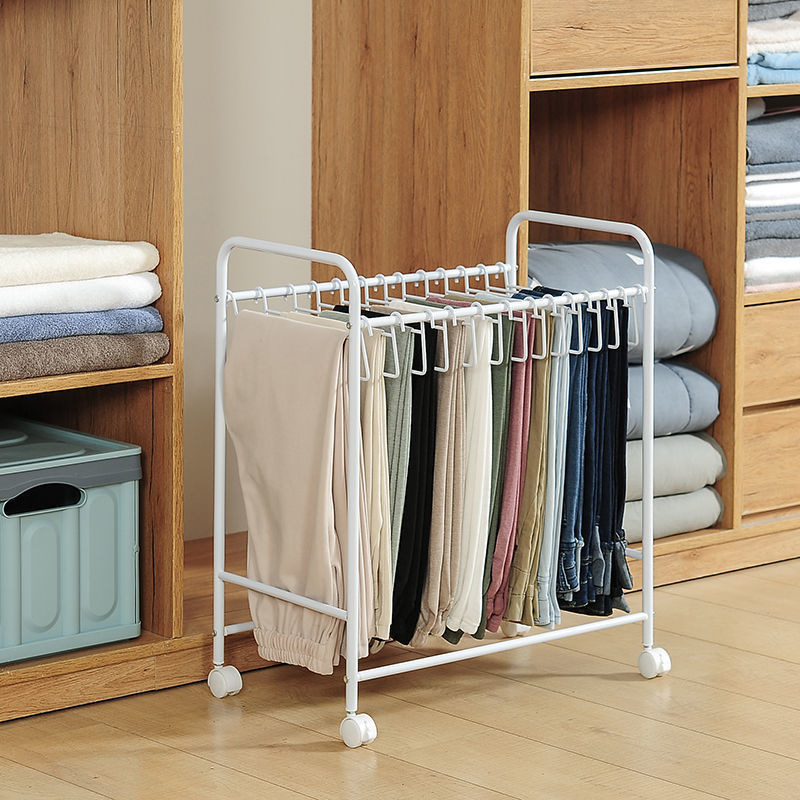 楓林宜居 褲子收納架晾衣架落地可移動多功能衣柜多層掛褲子衣物整理儲物架