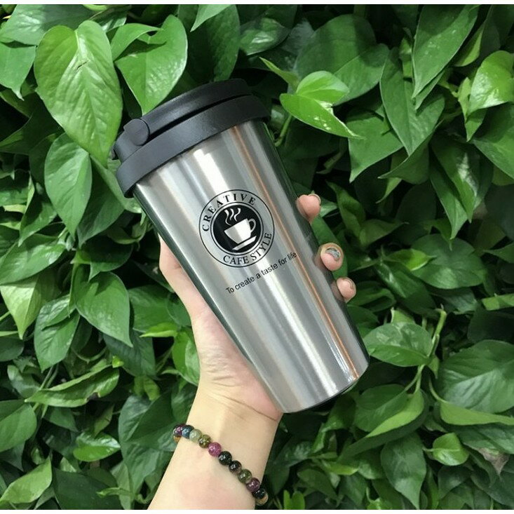 [現貨]不鏽鋼咖啡杯 保溫咖啡杯 保冰 500mL 隨行杯 保溫 咖啡杯 環保杯 雙層真空 新升級不鏽鋼可手提保溫杯 8