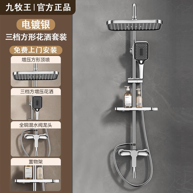 {可打統編 保固一年}包安裝全銅恒溫淋浴花灑套裝家用浴室沐浴衛生間淋雨增壓花曬噴頭 0