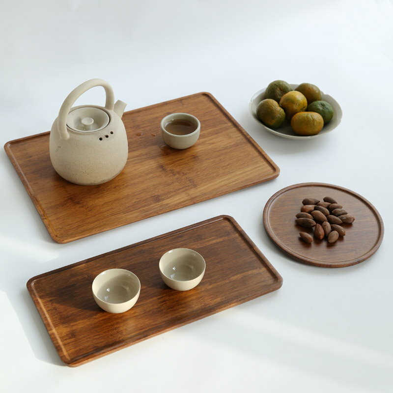 竹制茶盤托盤 重竹茶奉竹板 家用現代簡約防滑瀝水盤 茶配件