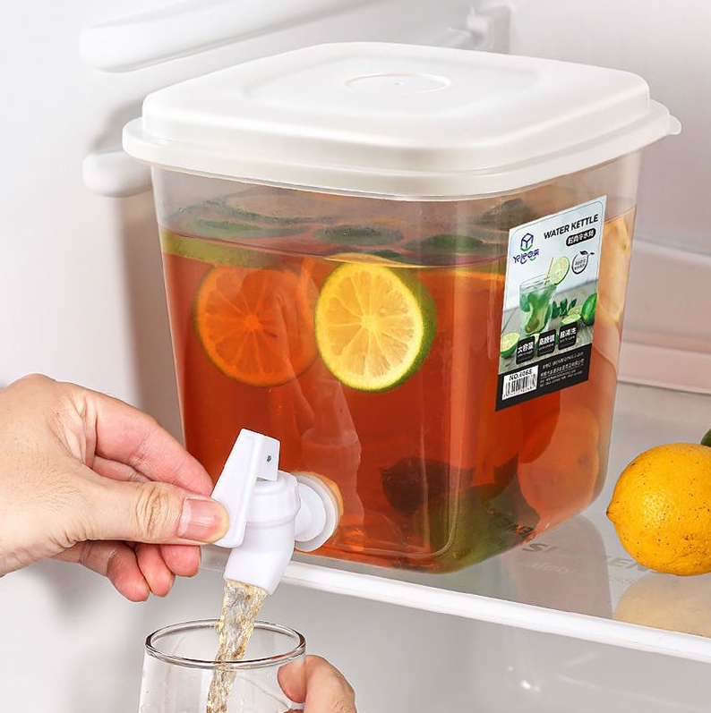 大容量塑料涼冷水壺帶龍頭冰箱家用密封果茶壺按壓式飲水器