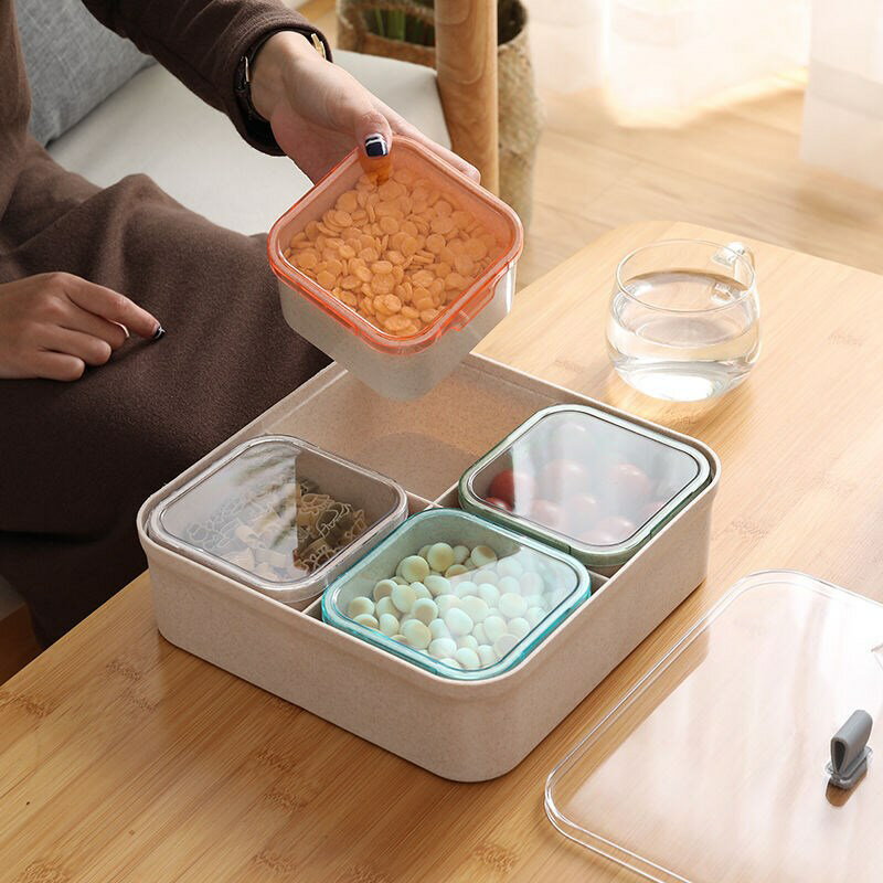 點心盒子中式方形分格糖果盒干果盤家用客廳茶幾過年零食瓜子收納