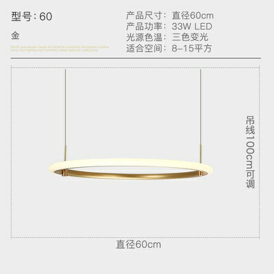 Rearmodern 後現代輕奢 金色圓環燈具 簡約複式樓 別墅 餐廳臥室 客廳光環 環形吊燈 LED 110-220V