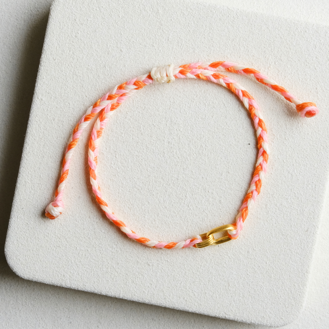 黃金環環相扣蠟繩手鍊 黃金手鍊 女生手鍊 男生手鍊 女生黃金手鍊 男生黃金手鍊 蠟繩手鍊 手鍊 幸福手鍊 禮物 1