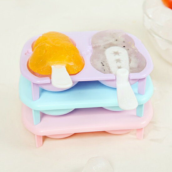 ♚MY COLOR♚可愛卡通兩格冰模 夏天 冰棒 模具 冰格 自製 冰塊 DIY 果汁 冷飲 兒童【X35】