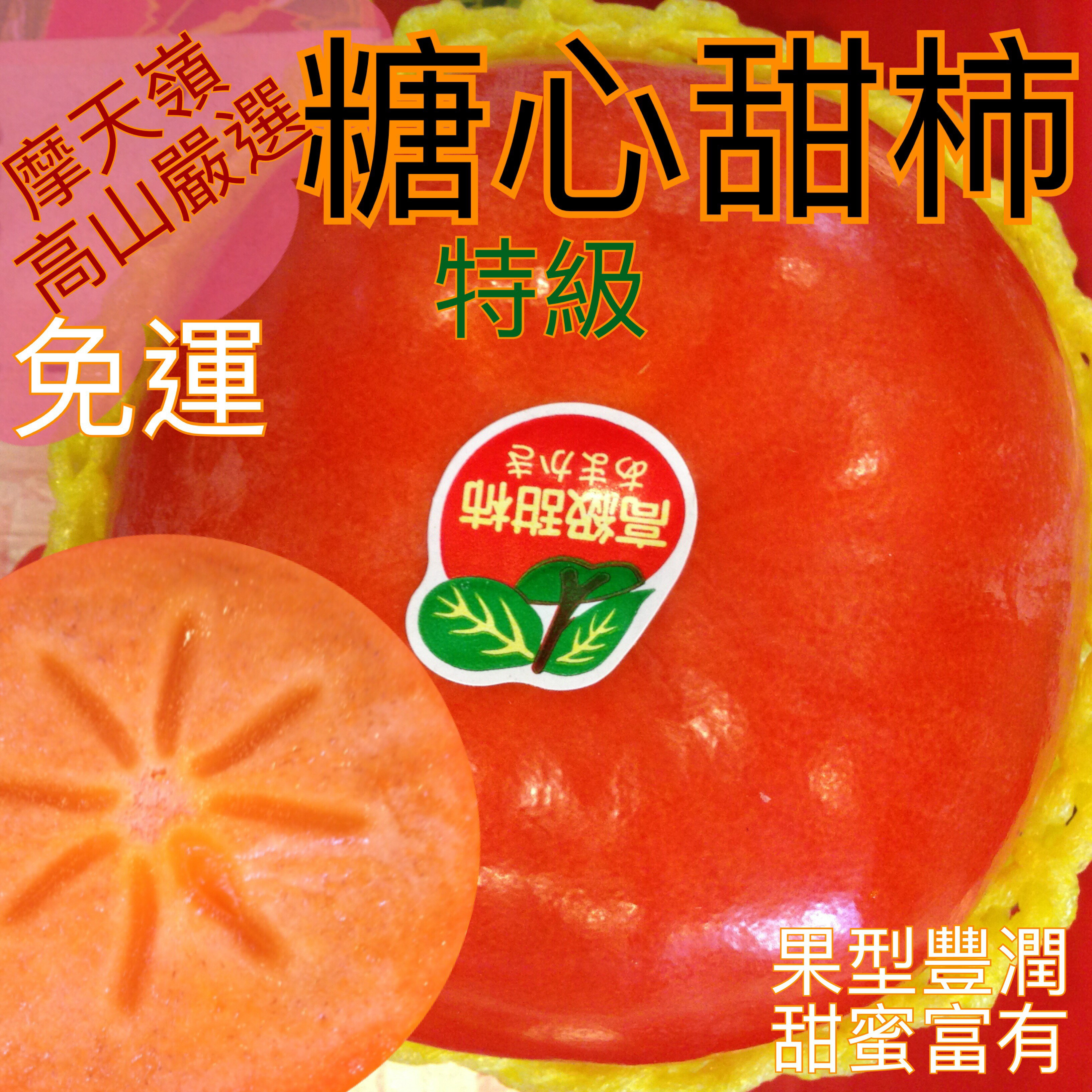 摩天嶺糖心甜柿中大顆特級試嚐6入一般箱/家庭10入一般箱/6入禮盒/8入禮盒/10入精緻禮盒/整箱買16入【皇家果物】免運費