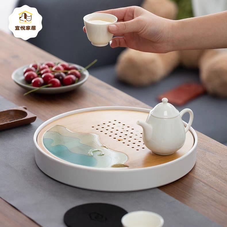 家用 簡約功夫茶具 茶盤 滴膠套裝 迷你蓄水密胺干泡小茶臺 竹制茶托盤 [PP0504042]