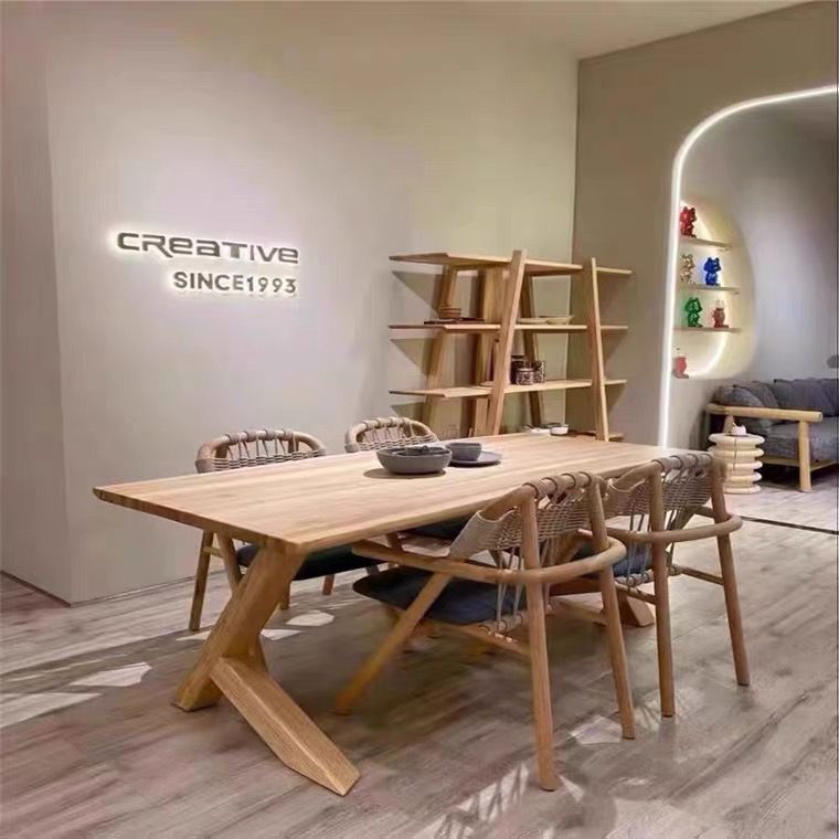 公司貨 免運 侘寂風實木大板桌餐桌原木茶臺家用餐桌簡約辦公室泡茶桌長桌書桌 快速發貨