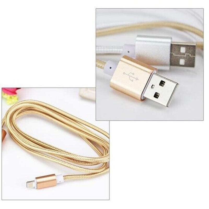 快速出貨 USB Data Cable Support iPhone6s iphoneSE iPad2018 Nylon Gold 1.5m