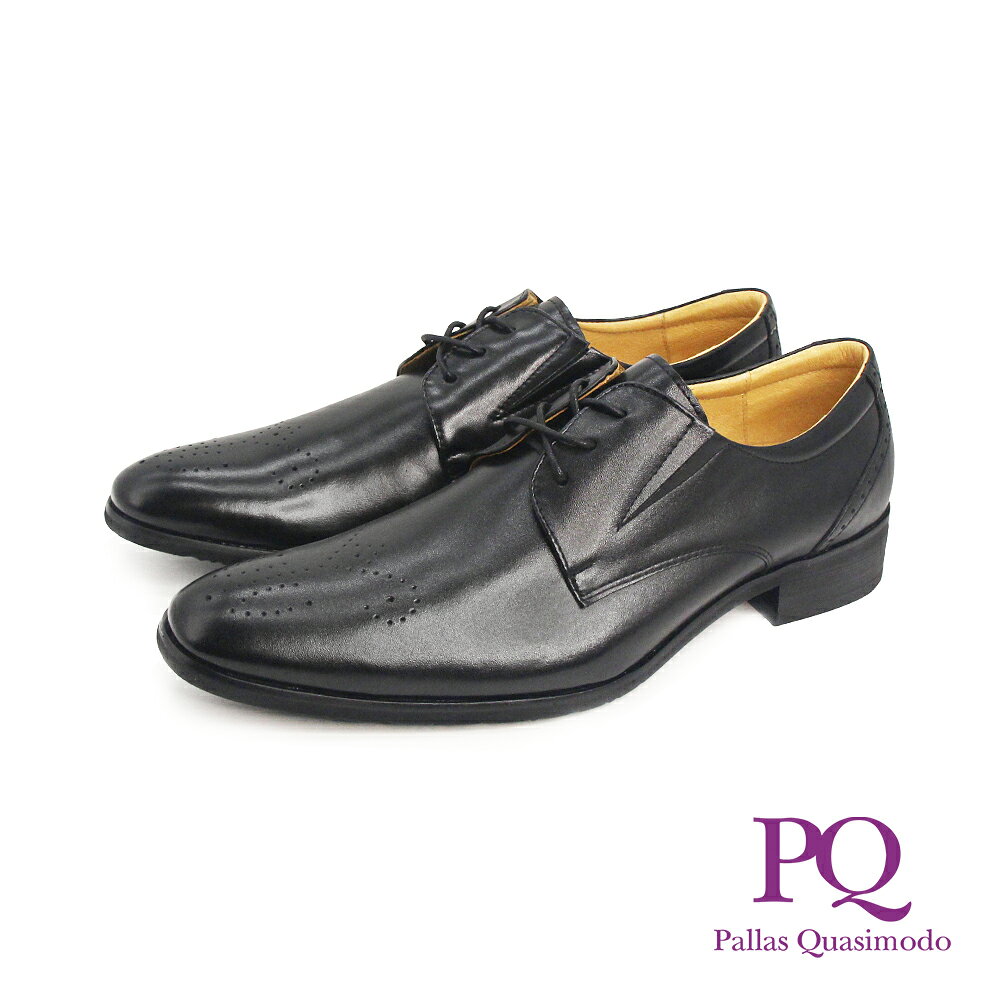 PQ(男)Derby壓點紋小方圓德比鞋 男鞋-黑色