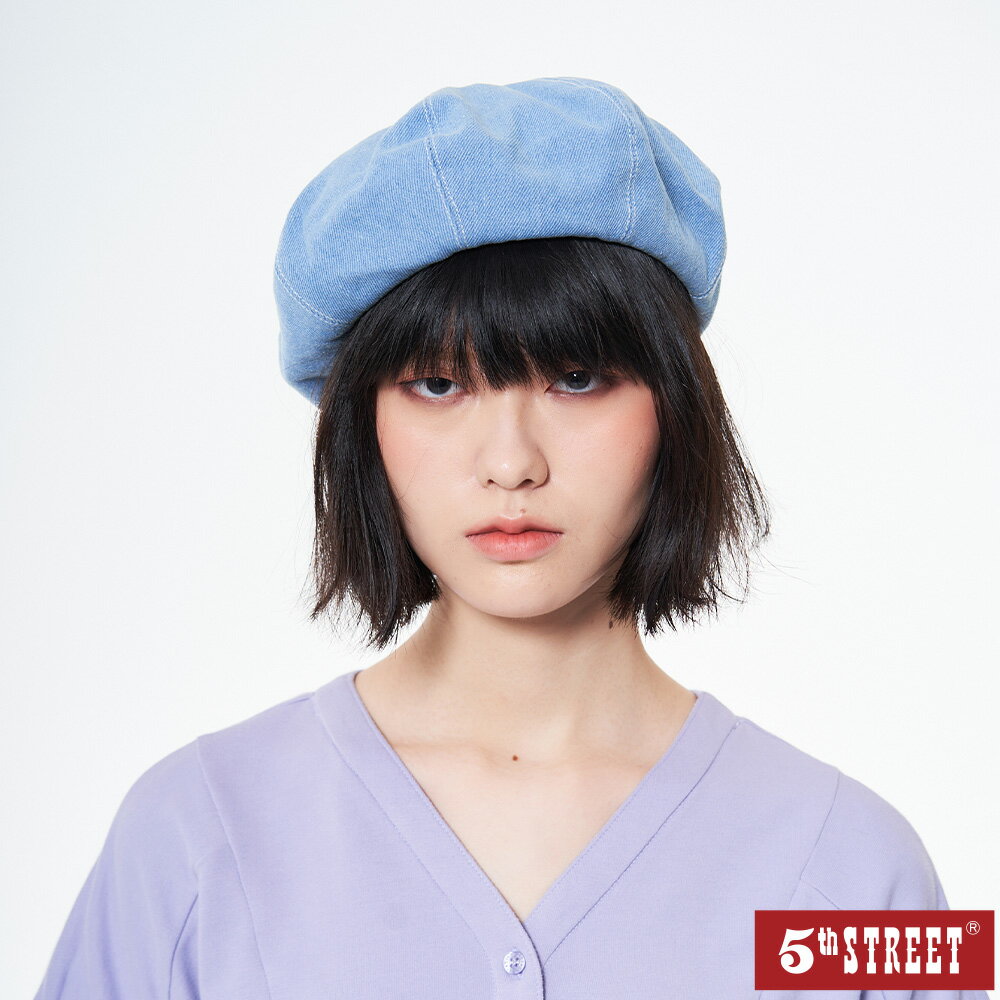 牛仔貝雷帽-石洗藍【5th STREET】