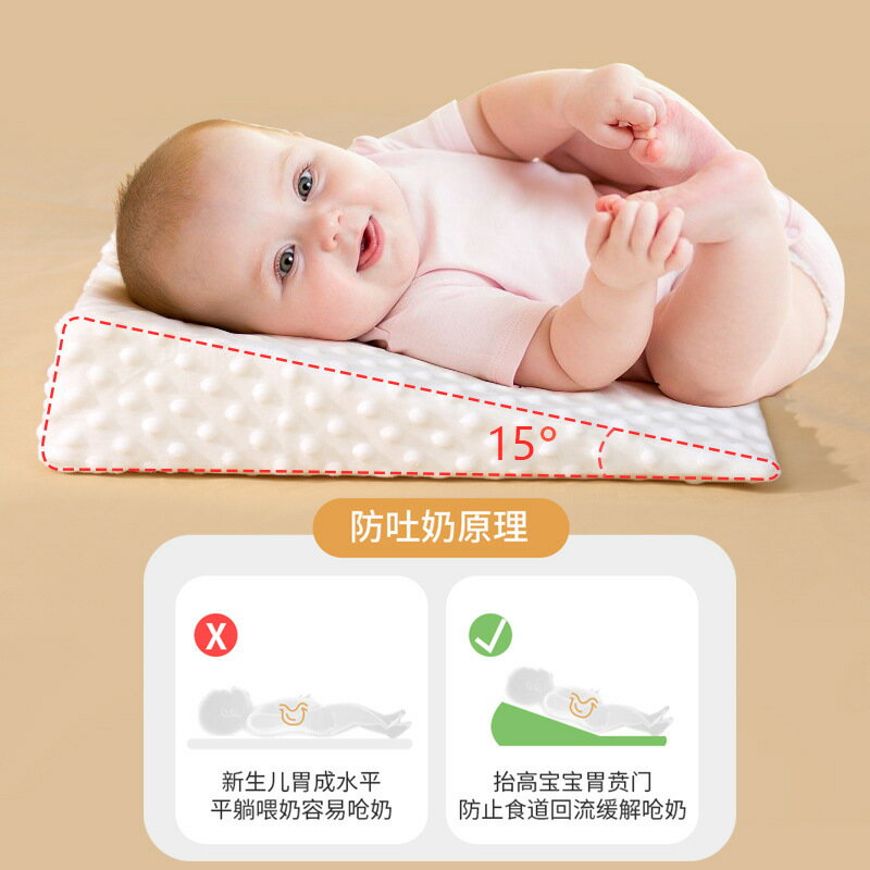 公司貨 免運 快速出貨 新生嬰幼兒防吐奶斜坡墊寶寶防溢奶側睡躺餵奶神器防嗆奶哺乳枕頭