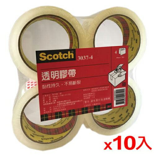【免運直出】3M Scotch 3037-4透明封箱膠帶4卷 4.8cm*70m(4卷*10組)-總共40卷【愛買】