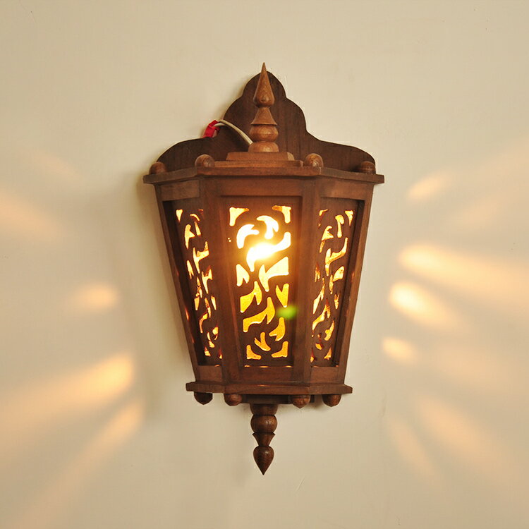 異麗家居東南亞風格燈飾復古壁燈過道陽臺壁燈工程實木壁燈酒店