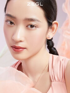 ZEGL設計師春日櫻花系列玫瑰金愛心耳釘女小眾耳環925銀針耳飾品
