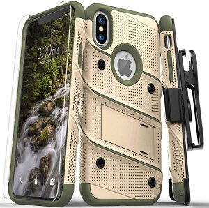 【美國代購】Zizo Bolt系列 iPhone X保護套軍用級跌落測試屏幕保護貼 皮套 褐/綠