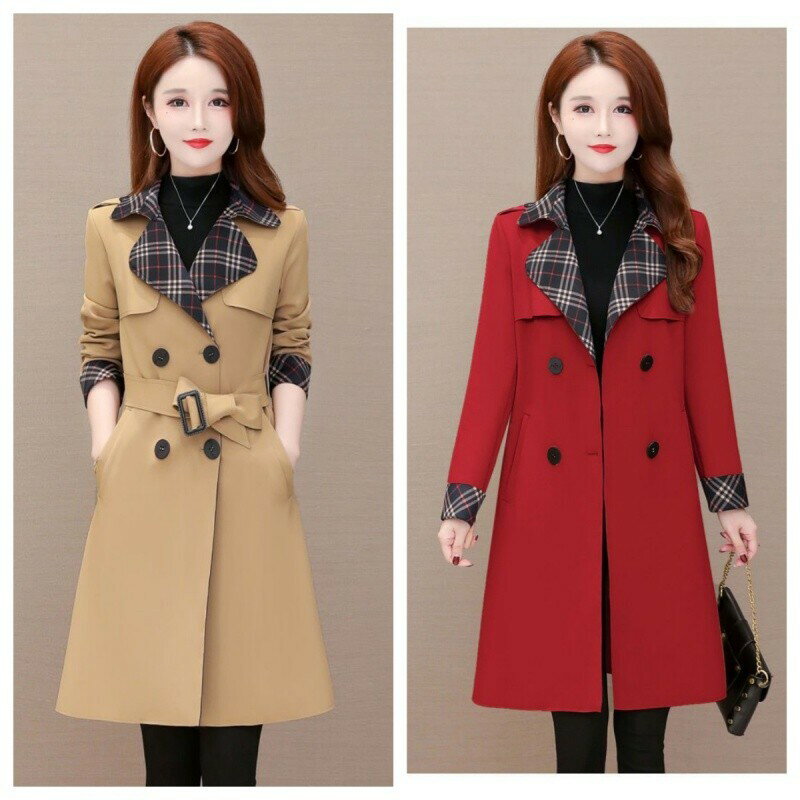 【有裡布】風衣外套女 韓版高檔風衣 女中長款大衣外套 春秋風衣外套 女大尺碼風衣外套 長款大衣外套 風衣外套大碼 女大衣