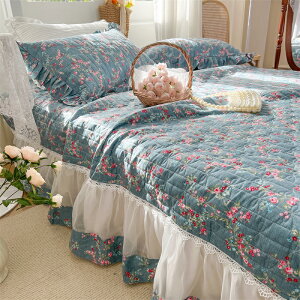 純棉床蓋單件防滑床單不跑床ins小碎花床裙公主風復古床罩枕套二