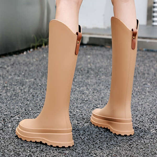 高筒雨鞋女款時尚日系防滑防水鞋新款中長筒雨靴加厚耐磨廚房膠鞋