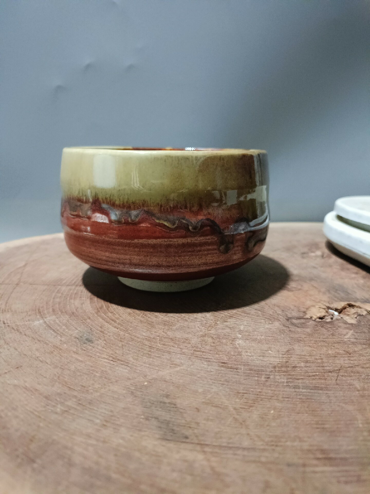 日本迴流瓷器陶器昭和時期窯變釉抹茶碗，全品保真，釉色很漂亮，