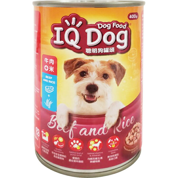 IQ Dog 聰明狗罐頭-牛肉+米口味(400g/罐) [大買家]