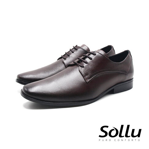 Sollu 巴西專櫃COMFORT圓方頭工作皮鞋 男鞋-咖啡 0