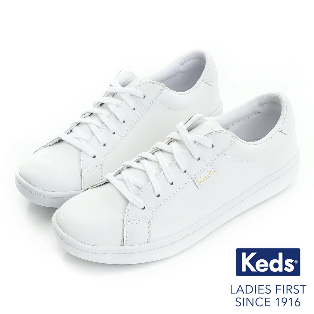 【KEDS 促銷85折】ACE皮革綁帶休閒鞋-白