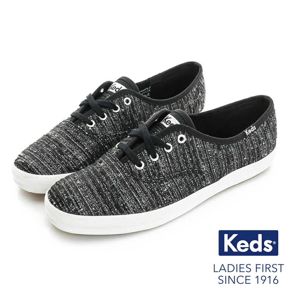 【KEDS 促銷7折 】KEDS-173W122252 金屬線紗綁帶休閒鞋 CHAMPION系列 / 黑